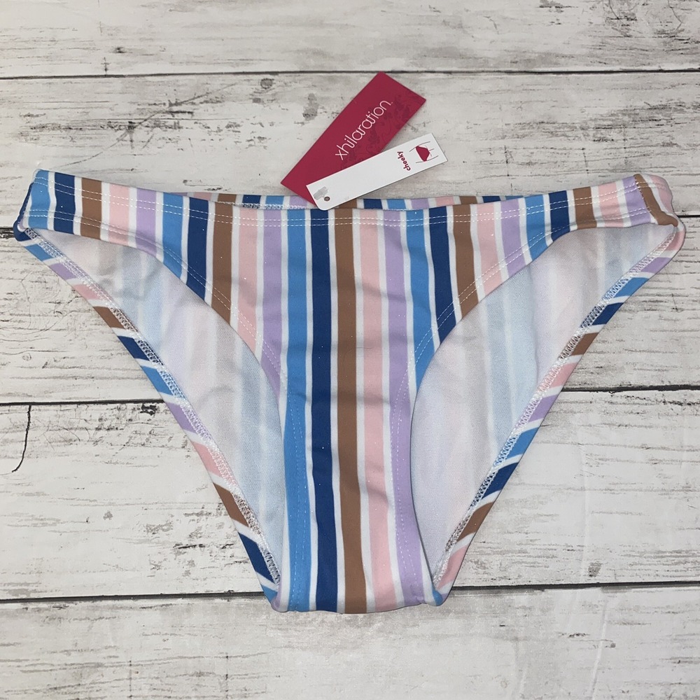 Xhilaration‎ Bikini Bottom Womens XS Multi Stripe Cheeky Sparkle NEW Target XS